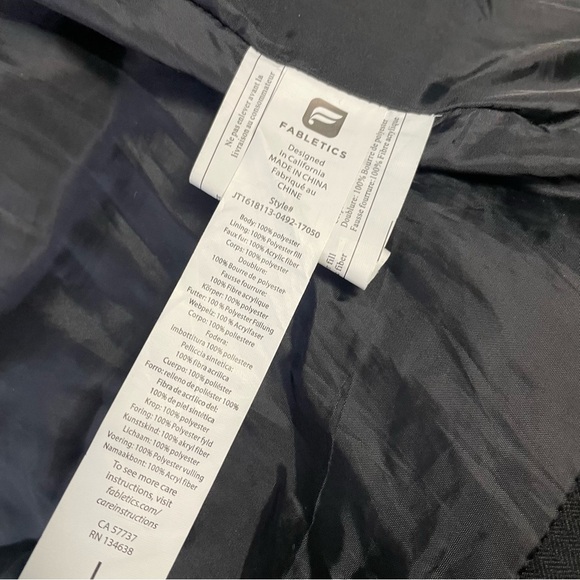 Fabletics Waco Confetti Print Puffer Coat Jacket – Black/Dark Grey Size Large - Picture 6 of 6